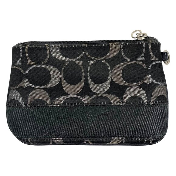 COACH Signature Logo Black/Gray Jacquard Card Wallet Top Zip NO STRAP or TAG - Picture 2 of 9